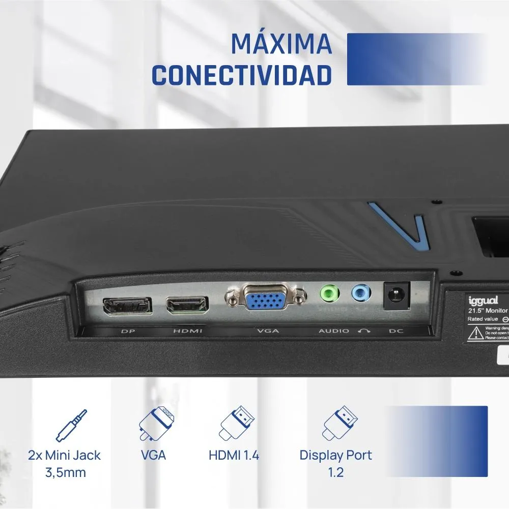 iggual Monitor 21,5" IPS FHD 100Hz VGA HDMI DP - Imagem de Detalhe 4
