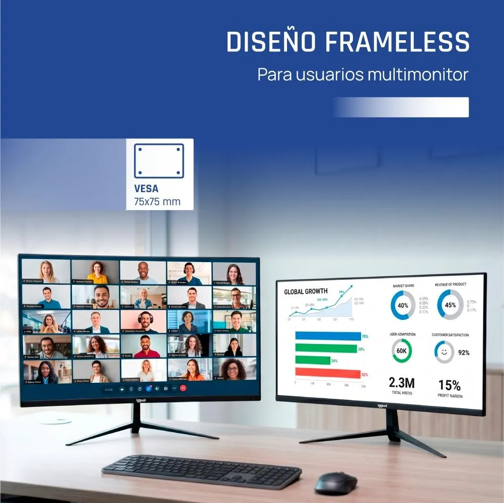 iggual Monitor 21,5" IPS FHD 100Hz VGA HDMI DP - Imagem de Detalhe 5