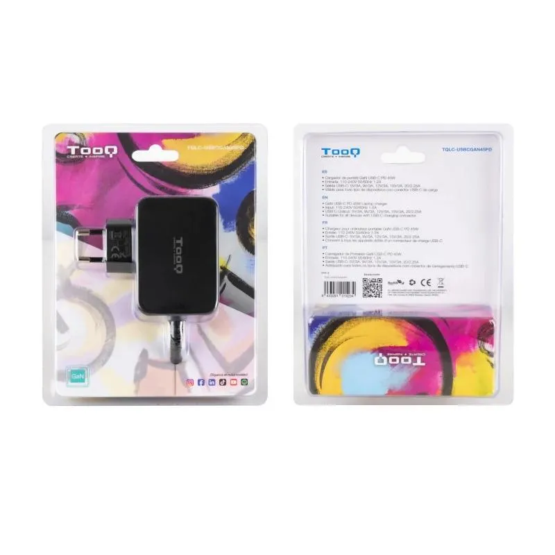 Tooq Carregador portátil GAN USB-C PD 45W Preto - Imagem de Detalhe 3