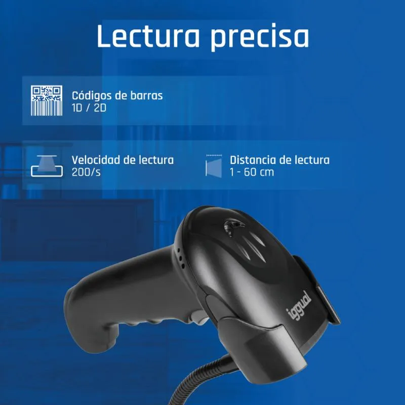 iggual Leitor de código de barras 2D USB gatilho suporte - Imagem de Detalhe 1