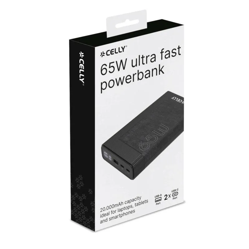 Celly Powerbank PD65W 20000 mAh 65w EVO Preta - Imagem de Detalhe 1