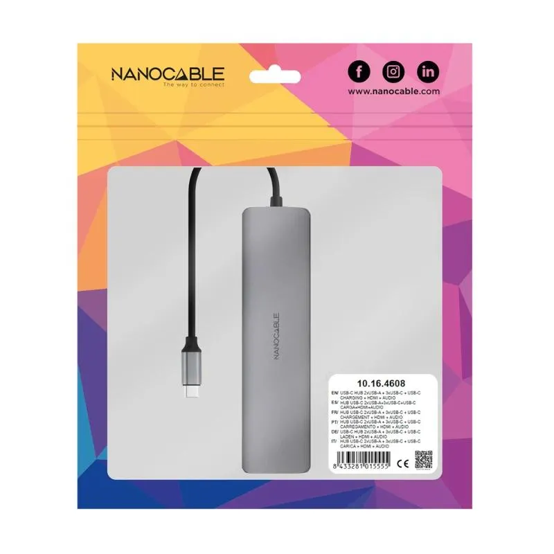 Nanocable Hub 8em1 USB-A+USB-C+HDMI+USB-C PD+Jack - Imagem de Detalhe 3