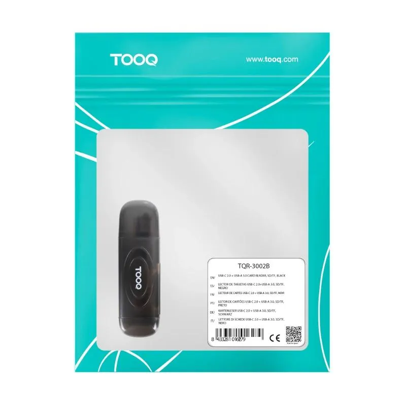 Tooq TQR-3002B Leitor de cartões USB3.0 SD/TF Preto - Imagem de Detalhe 1