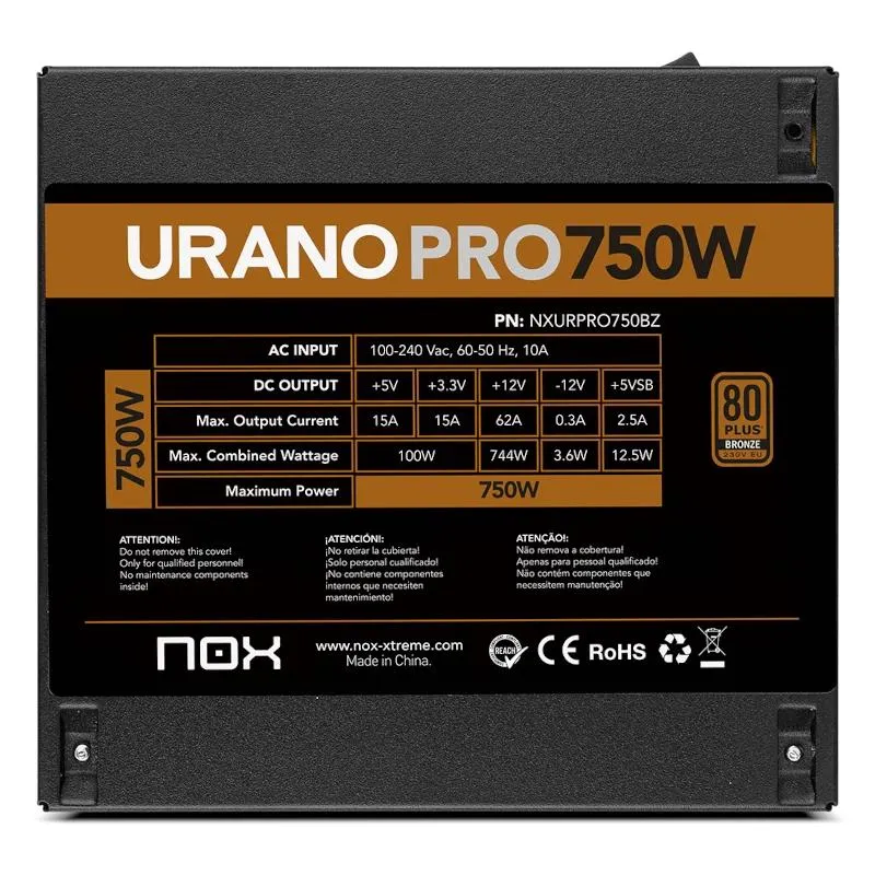 NOX Fuente ATX Urano PRO 750W Bronze - Imagem de Detalhe 3