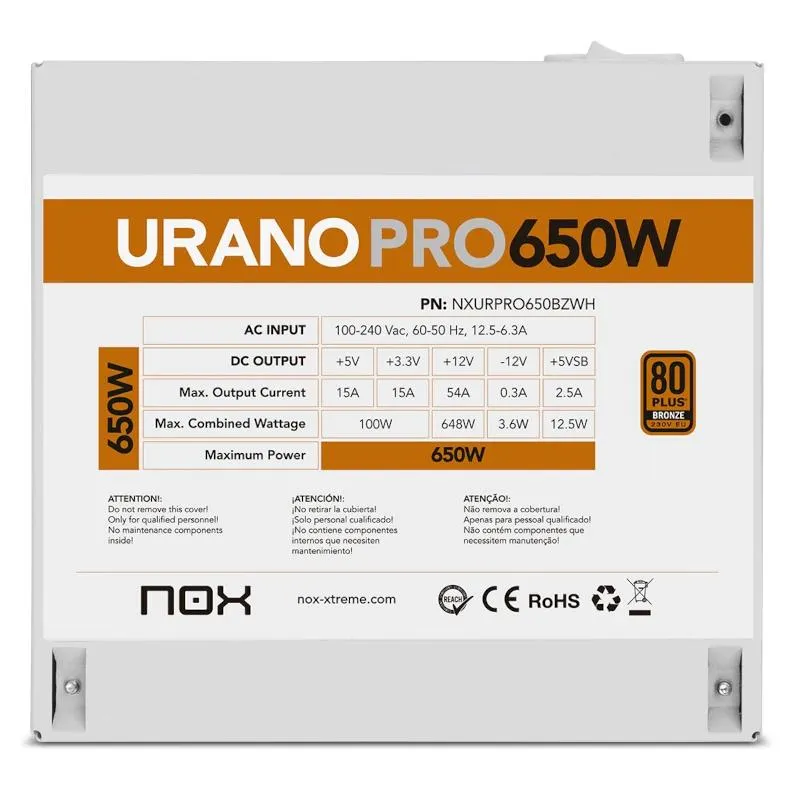 NOX Fuente ATX Urano PRO 650W Bronze Blanco - Imagem de Detalhe 3