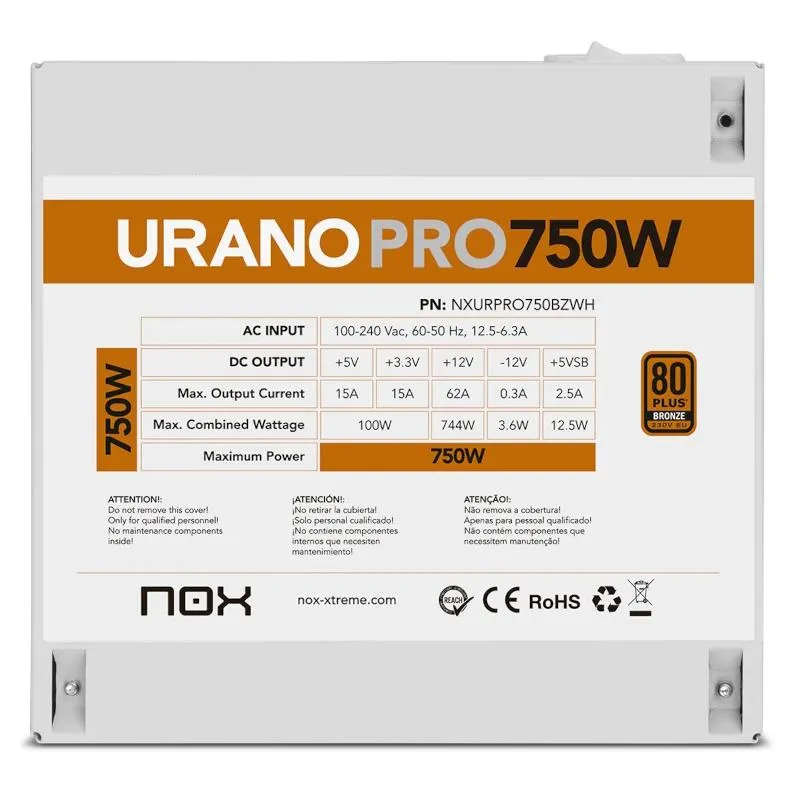 NOX Fuente ATX Urano PRO 750W Bronze Blanco - Imagem de Detalhe 3