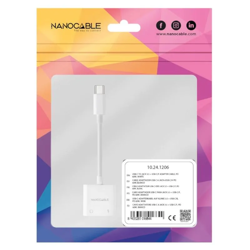 Nanocable Adaptador USB-C a Jack+USB-C/H PD 60W - Imagem de Detalhe 2