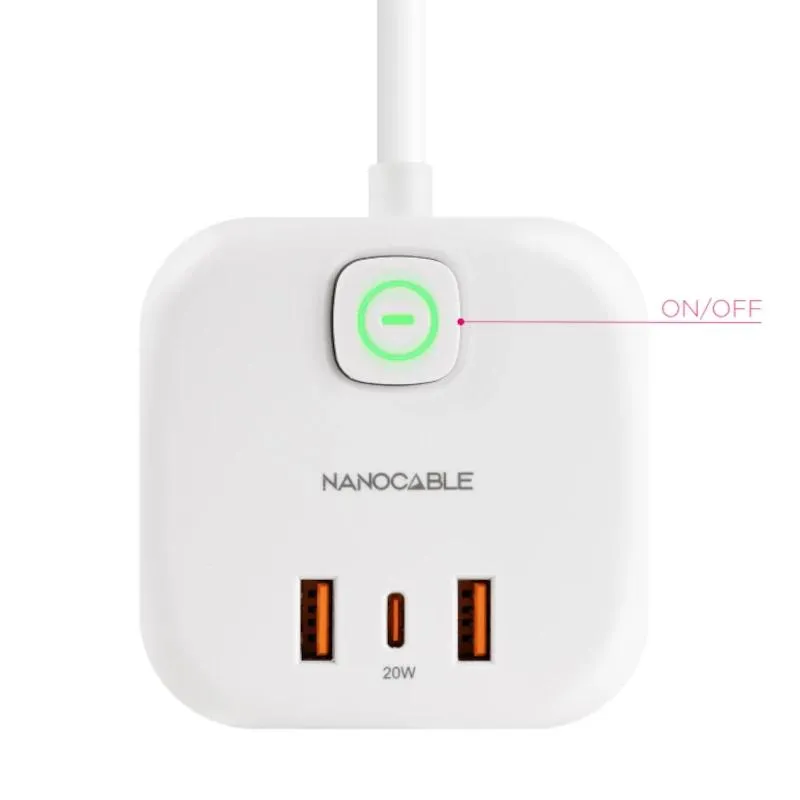 Nanocable Base de enchufe con 3 USB c/ interruptor - Imagem de Detalhe 1