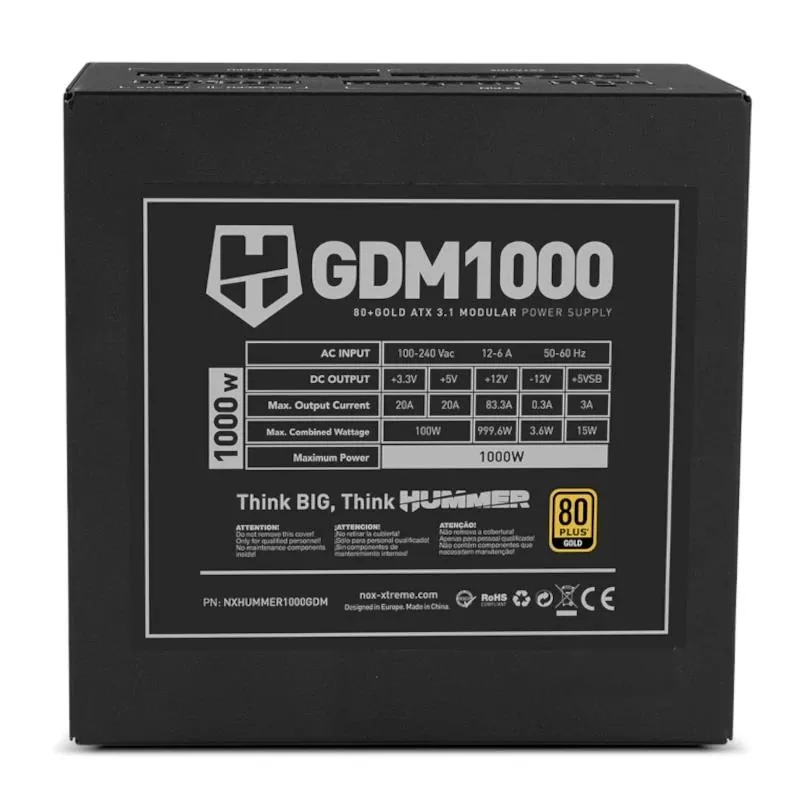 NOX HUMMER GDM1000W Fuente modular ATX3.1 80+GOLD - Imagem de Detalhe 3