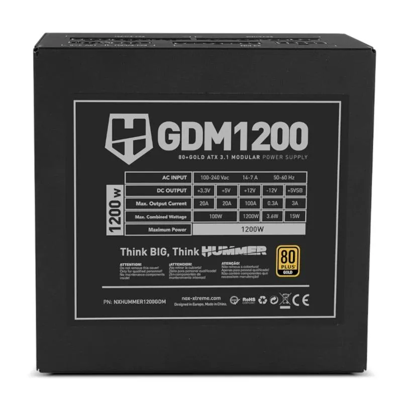 NOX HUMMER GDM1200W Fuente modular ATX3.1 80+GOLD - Imagem de Detalhe 3