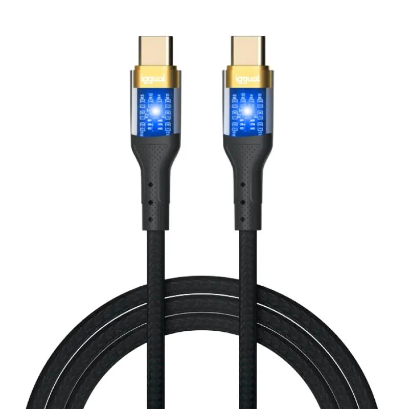 iggual Cable USB-C a tipo C 3A 100 cm trenzado LED - Imagem de Detalhe 1