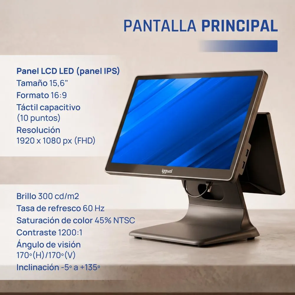 iggual TPV dual 15,6" 11,6" 16:9 N100 8+256GB W11 - Imagem de Detalhe 4