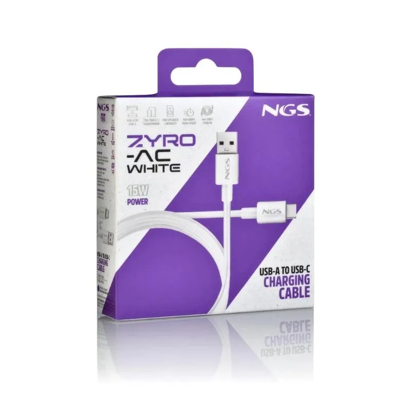 NGS CABLE CARGA RAPIDA USB-A A USB-C 1M BLANCO - Imagem de Detalhe 3