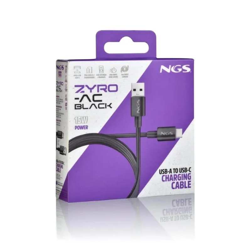 NGS CABLE CARGA RAPIDA USB-A A USB-C 1M NEGRO - Imagem de Detalhe 3
