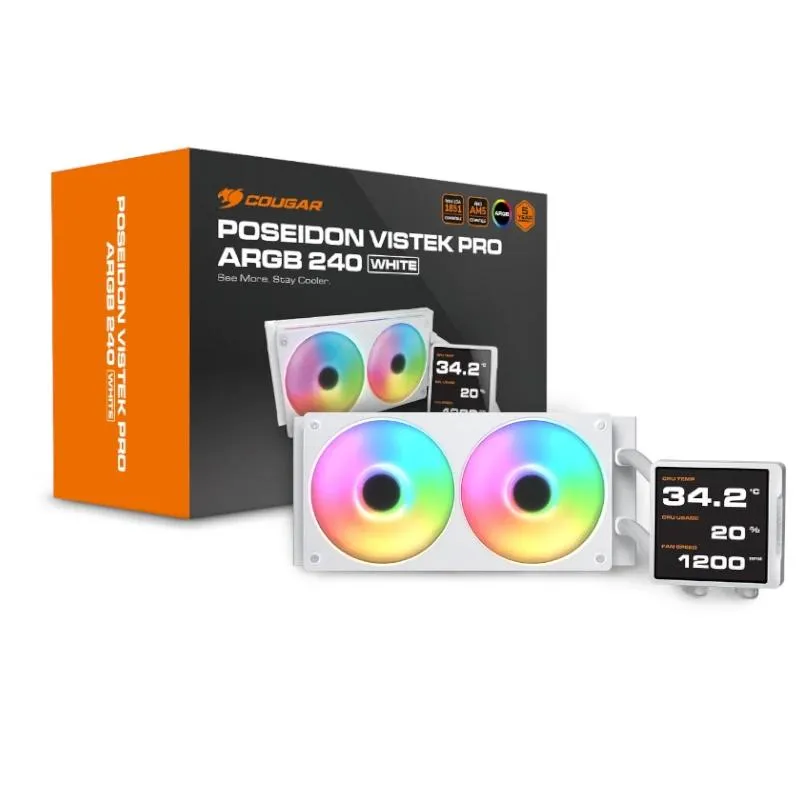 Cougar Ref. Liq Poseidon Vistek Pro ARGB 240 White - Imagem de Detalhe 3
