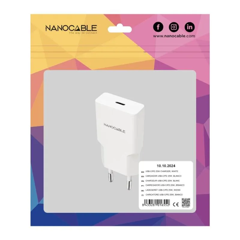 Nanocable Cargador USB-C/PD 20W   Blanco - Imagem de Detalhe 1