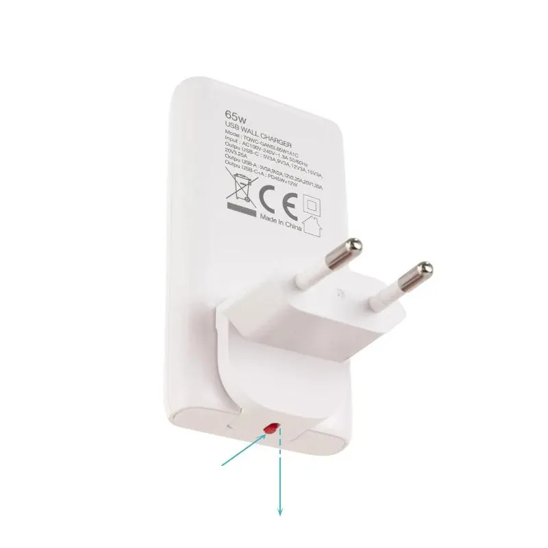 Tooq Cargador pared GAN USB-C/PD + USB-A/QC 65W - Imagem de Detalhe 2