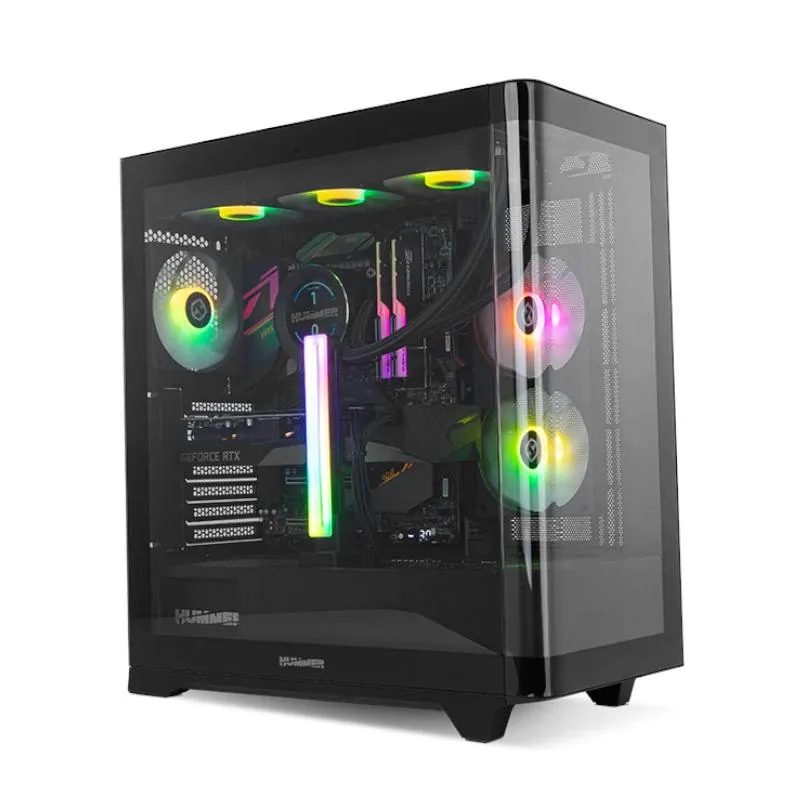 NOX Semitorre HUMMER ETHER Cristal Curvo Negro - Imagem de Detalhe 1