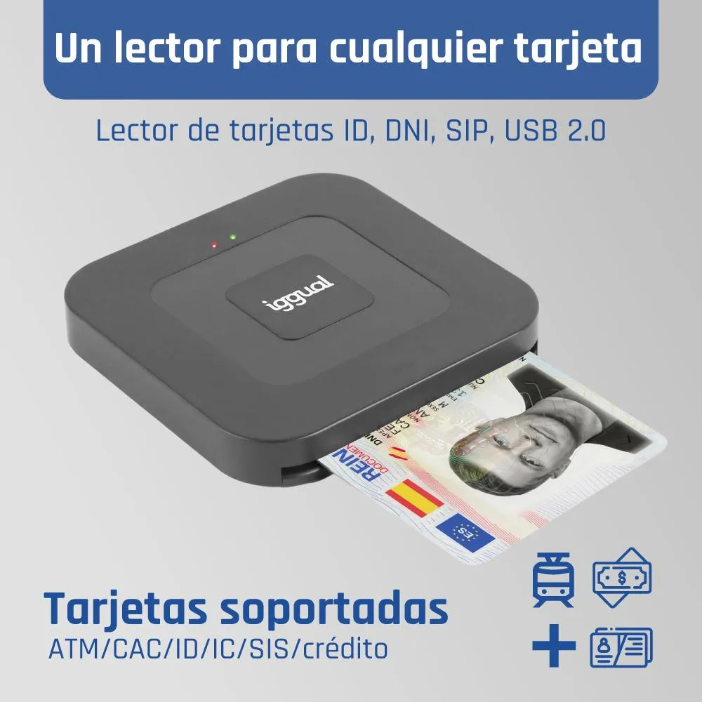 iggual Lector DNI SIP tarjetas ID USB-A / tipo C - Imagem de Detalhe 2