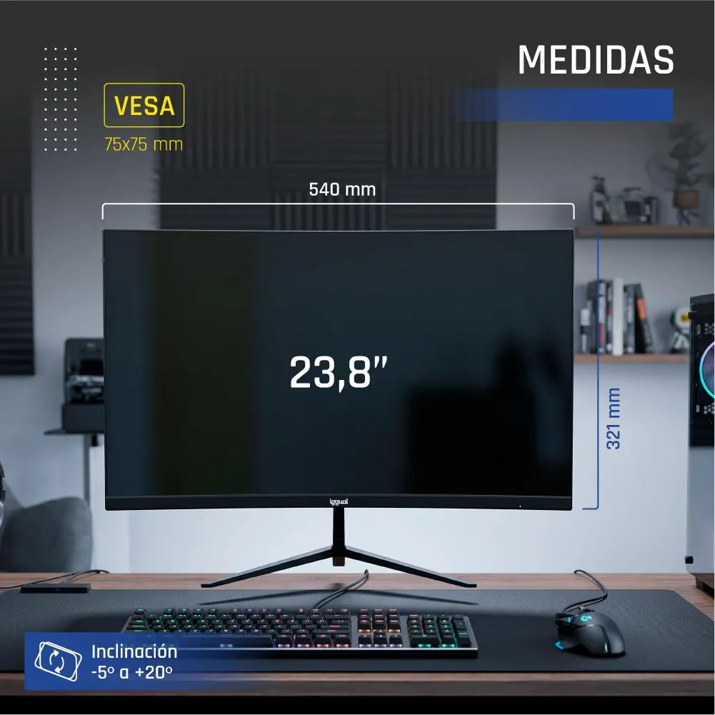 iggual Monitor 24" IPS 1ms FHD 120Hz VGA HDMI MM - Imagem de Detalhe 7