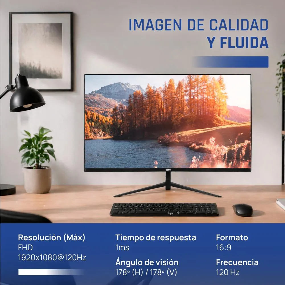 iggual Monitor 27" IPS 1ms FHD 120Hz VGA HDMI MM - Imagem de Detalhe 2