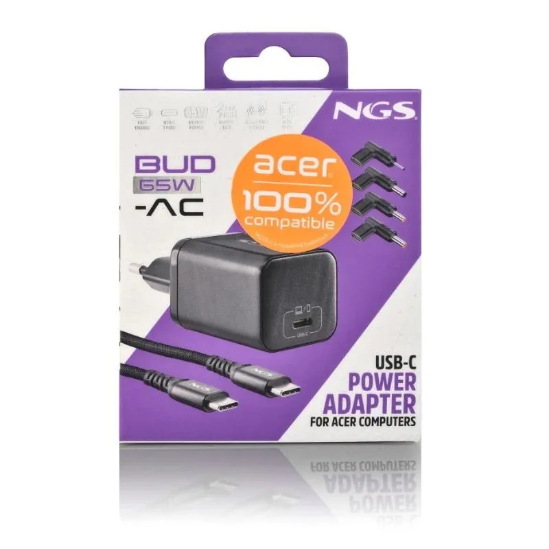 NGS PACK CARGA USBC 65W+CABL 1,5M+5 CLAVIJ ACER - Imagem de Detalhe 1
