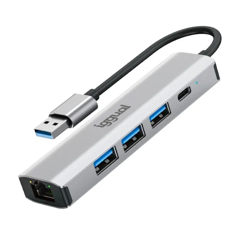 iggual Hub USB-A 5 puertos 3xUSB + RJ45 + tipo C - Imagem de Detalhe 2