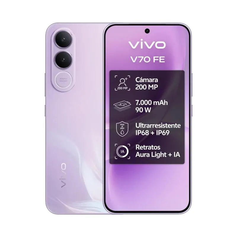 VIVO V70 FE 8Gb 512Gb Bundle Ch90w+ Buds3 Purple - Imagem de Detalhe 1