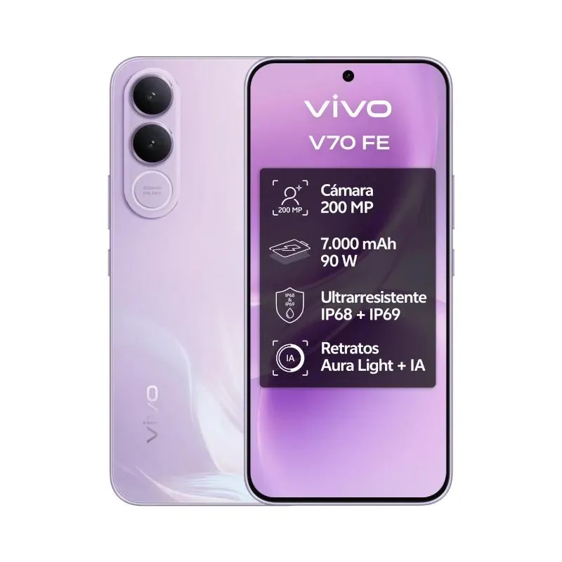 VIVO V70 FE 8Gb 256Gb Bundle Ch90w+ Buds3 Purple - Imagem de Detalhe 1