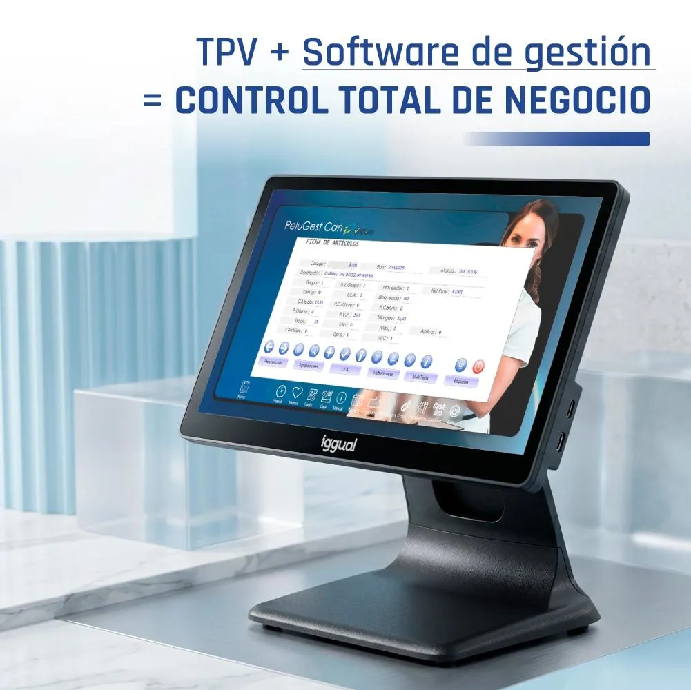 iggual TPV 15,6" N100 8+256GB W11Pro + Software - Imagem de Detalhe 1