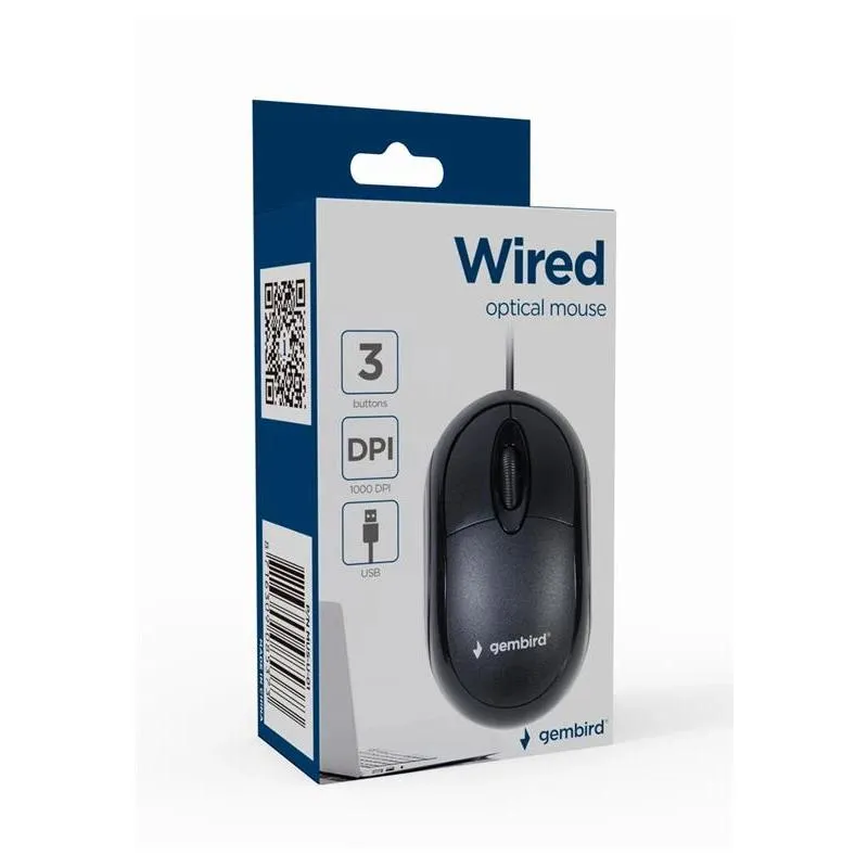 GEMBIRD Ratón óptico USB  3 botones cable Negro - Imagem de Detalhe 1