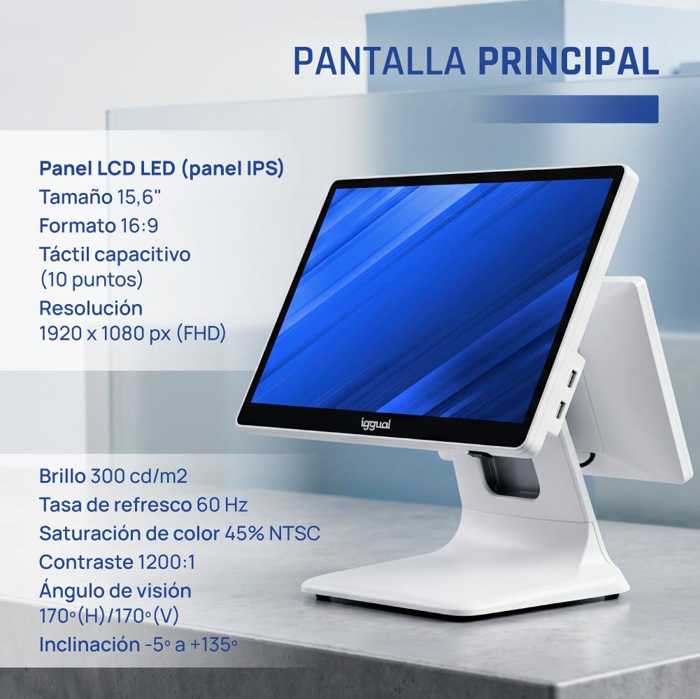 iggual TPV dual 15,6+11'6 i5 8350U 8+256G W11 Blan - Imagem de Detalhe 3