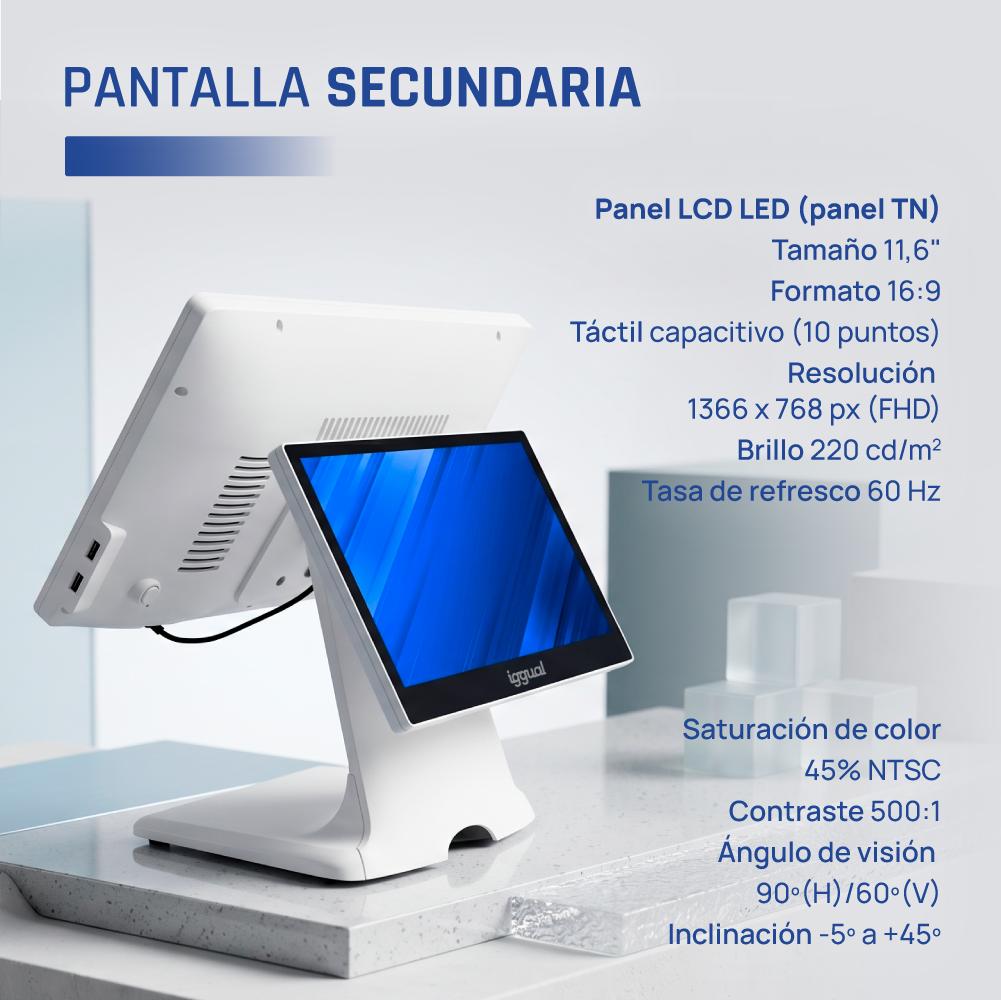 iggual TPV dual 15,6+11'6 i5 8350U 8+256G W11 Blan - Imagem de Detalhe 4