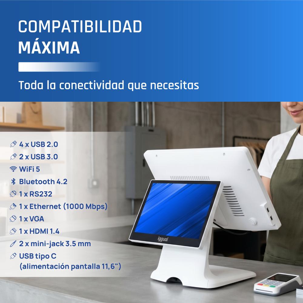 iggual TPV dual 15,6+11'6 i5 8350U 8+256G W11 Blan - Imagem de Detalhe 5