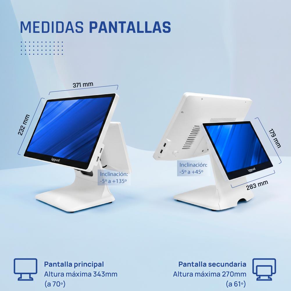 iggual TPV dual 15,6+11'6 i5 8350U 8+256G W11 Blan - Imagem de Detalhe 6