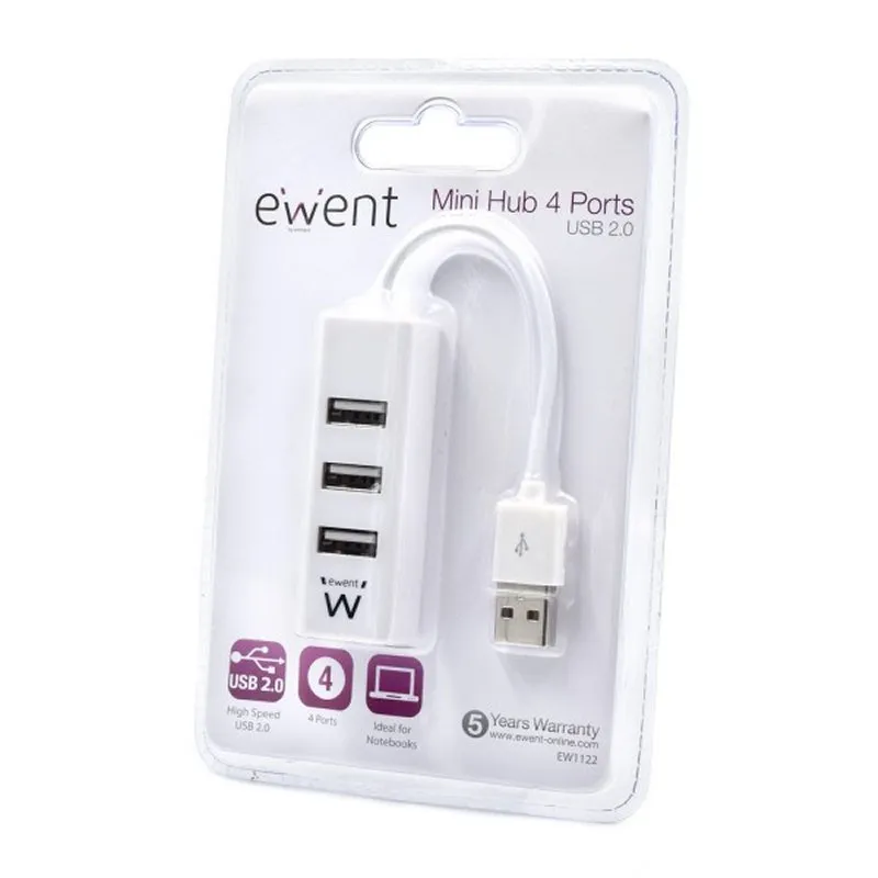 EWENT EW1122 MINI-HUB USB 4 PORTAS BRANCO - Imagem de Detalhe 9