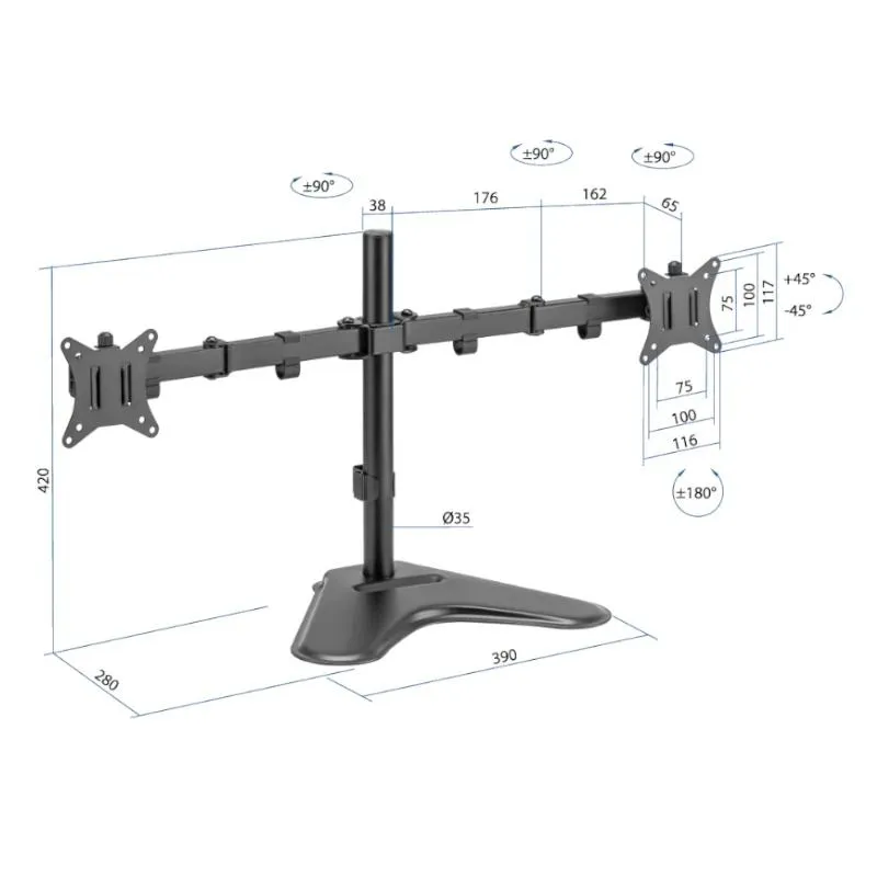 iggual SSM02 Suporte de mesa 2 monitores 13"-32" - Imagem de Detalhe 10