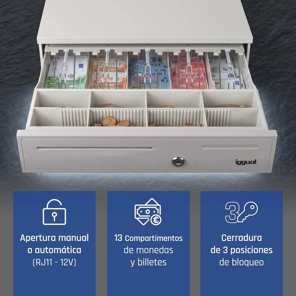 iggual Cajón Portamonedas IRON-50W 42cm 5+8 branco - Imagem de Detalhe 29