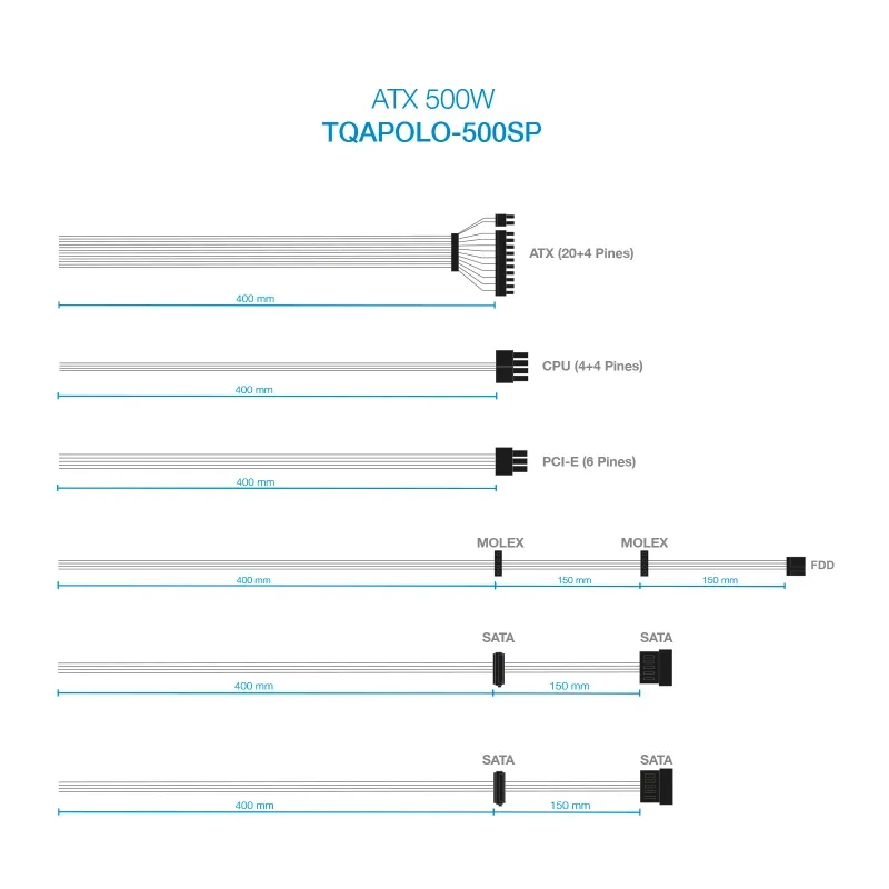 Tooq Fonte de Alimentação TQAPOLO-500SP 500W PFC - Imagem de Detalhe 14