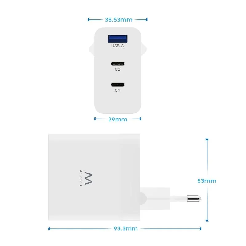 EWENT Carregador rápido 65w USB-c e USB-a - Imagem de Detalhe 11
