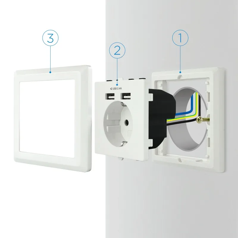 Nanocable Base de enchufe pared schuko+2USB 2.4A - Imagem de Detalhe 24
