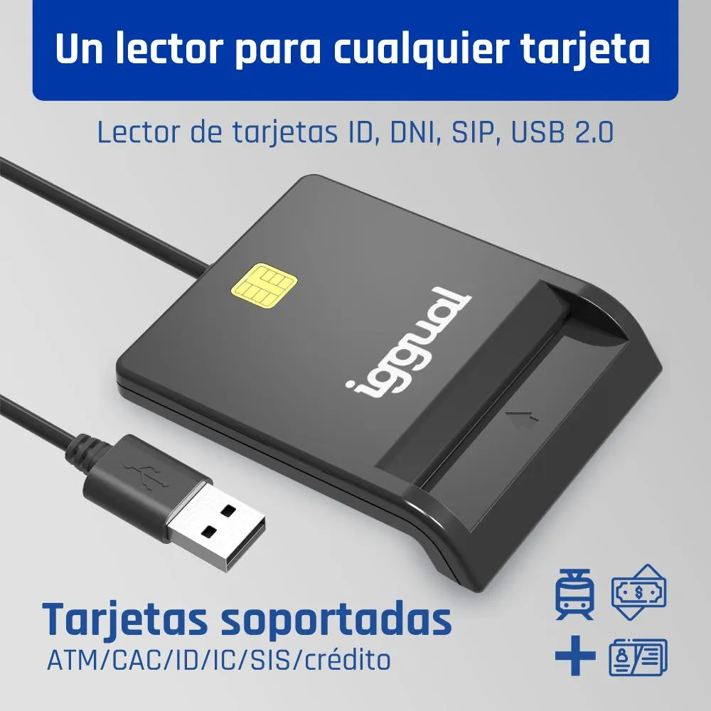 iggual Leitor DNI SIP cartões ID USB 2.0 preto - Imagem de Detalhe 41