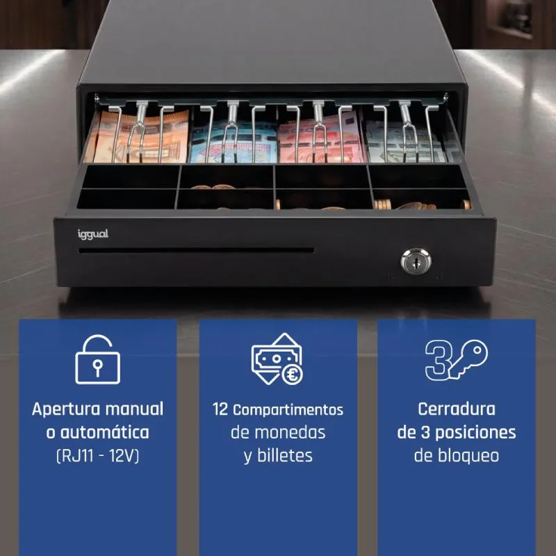 iggual Cajón Portamonedas IRON-15 37cm 4+8 preto - Imagem de Detalhe 64