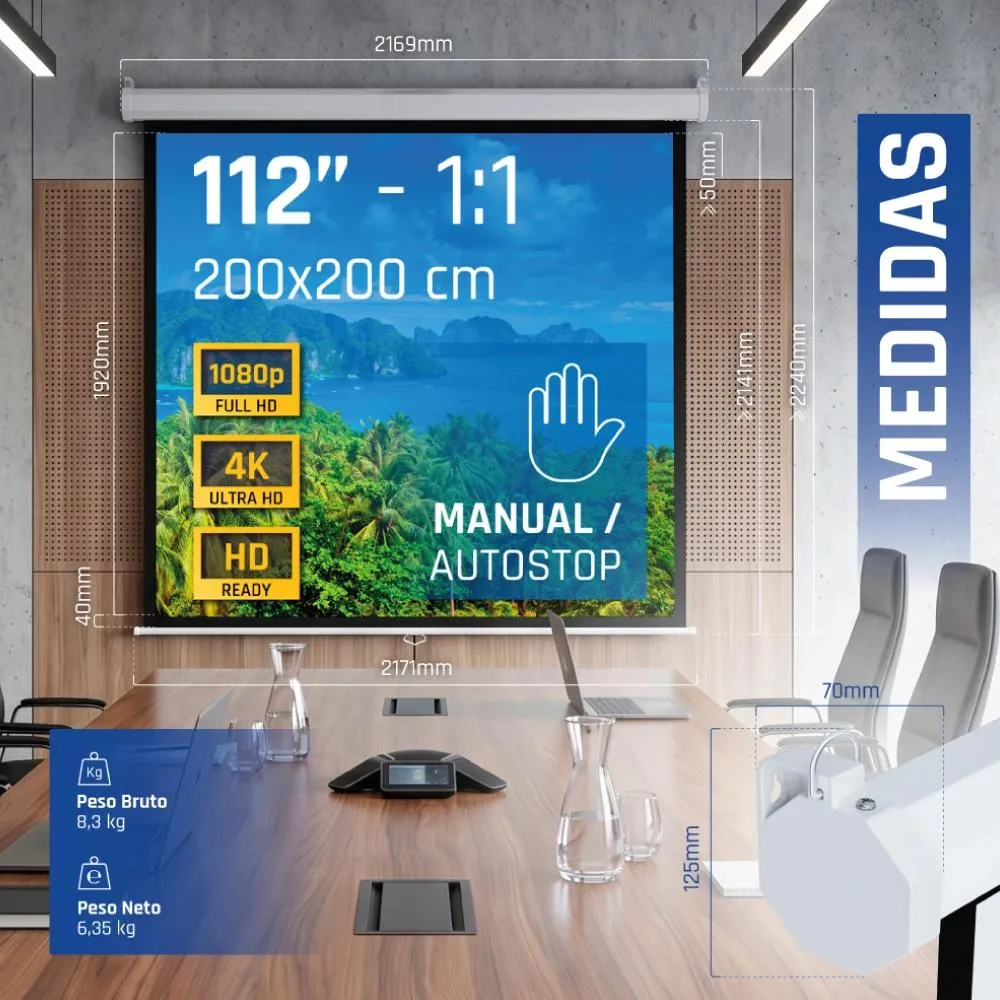 iggual Tela manual 4:3 112" 200x200 cm - Imagem de Detalhe 61
