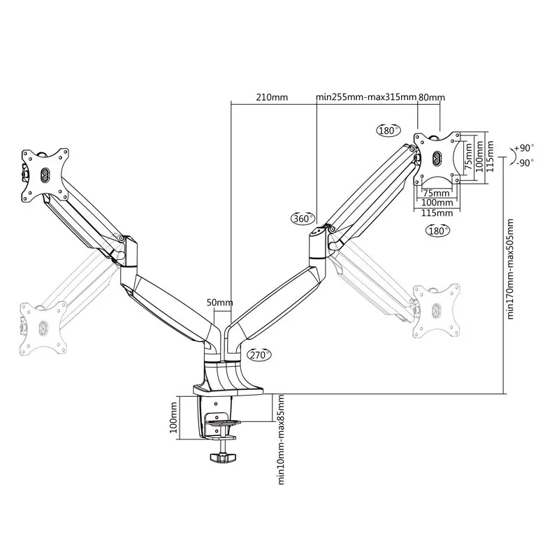 Tooq DB3132TNR-S Suporte de Mesa incl/gir 13-32" - Imagem de Detalhe 38