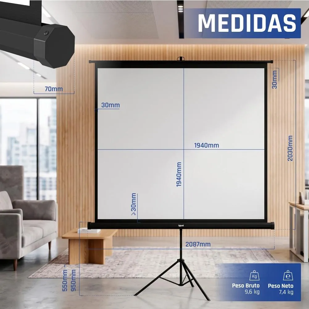 iggual Ecrã 112" 200x200 cm com tripé+bolsa - Imagem de Detalhe 93