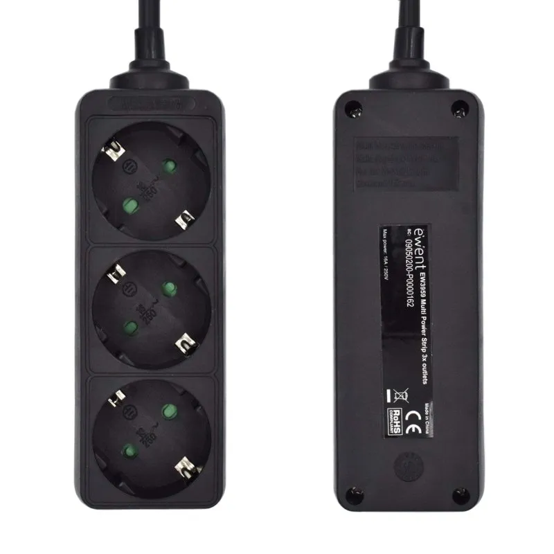 Ewent Ew3959 Régua 3 tomadas Preto - Imagem de Detalhe 42
