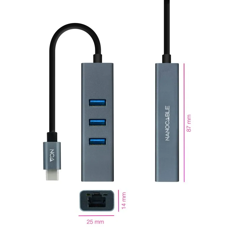 Nanocable Conversor USB-C Ethernet +3xUSB 3.0 - Imagem de Detalhe 29