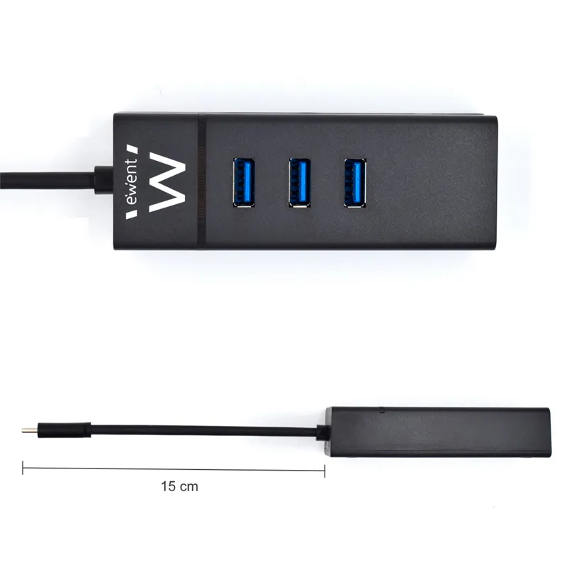 EWENT EW1141 Hub Tipo-C 3Pts.USB 3.1+1ponto. GIGABIT - Imagem de Detalhe 47