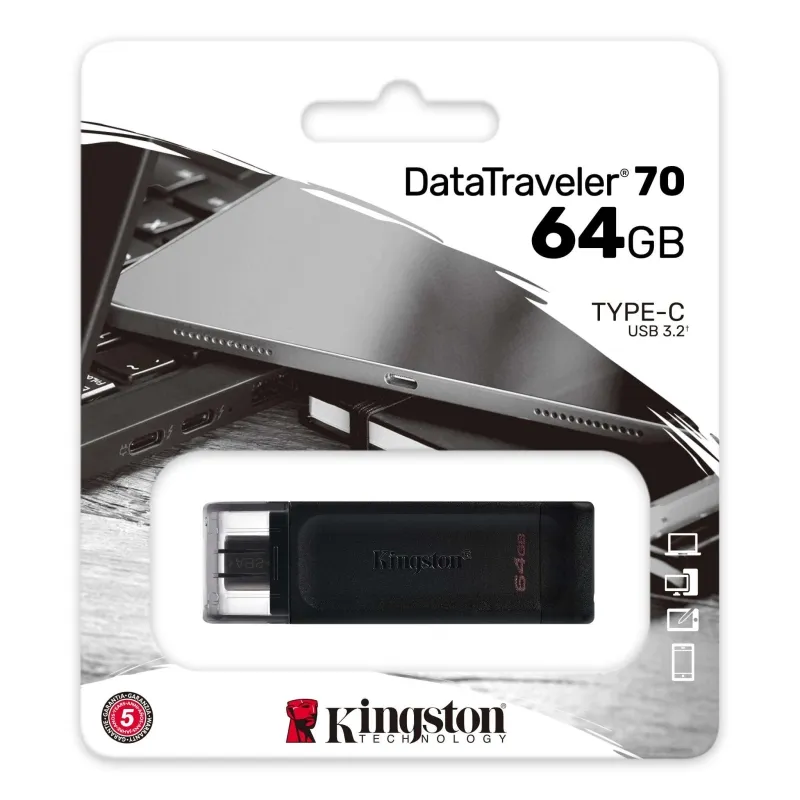 Kingston DataTraveler DT70 64GB USB C 3.2 Preto - Imagem de Detalhe 34